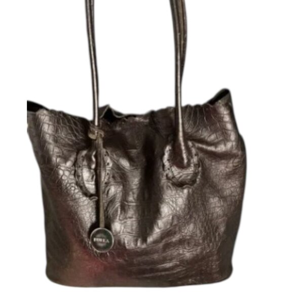 Furla Handbags - Furla Vintage Crocodile-Embossed Leather Tote Bag